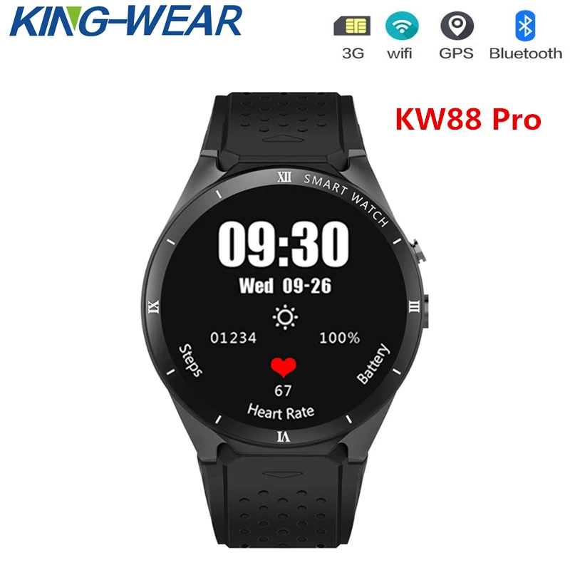 Smartwach KW88 pro Andriod 7 0 Поддержка Google Play wifi 3g gps Bluetooth монитор сердечного ритма для Xiaomi