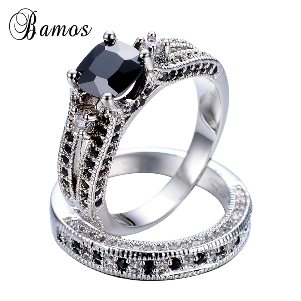 Кольцо обручальное серебряное для мужчин и женщин 2018|fashion ring set|ring setblack set |