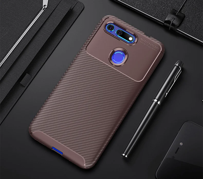 Чехол из углеродного волокна для huawei Honor 20 Pro View 20, ТПУ, силиконовая Матовая защитная накладка из волоконной ткани