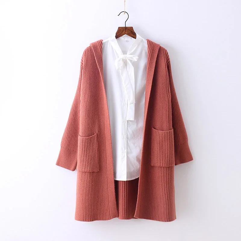 

2018 Full Real Jumper Blusas De Inverno Feminina Korean And Winter New Long Hat Knitting Cardigan Sweater Loose Coat Woman Tide