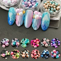 peacock blue nail pearl 34568mm multicolor no holes round imitation garment pearl for fashion jewelry making 2