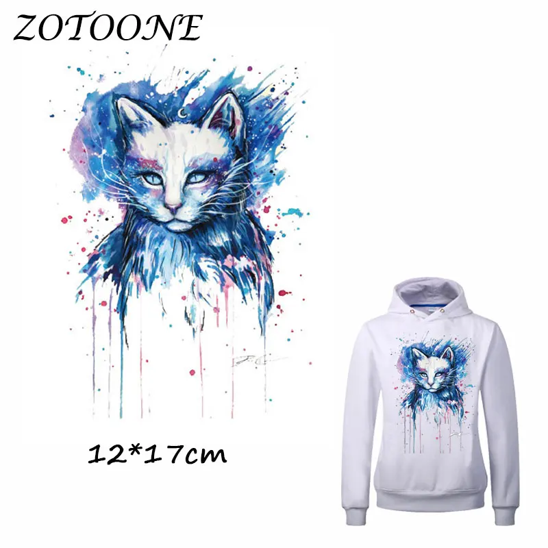 ZOTOONE красивые акварельные Кот гладить на патчи для одежды передачи тепла