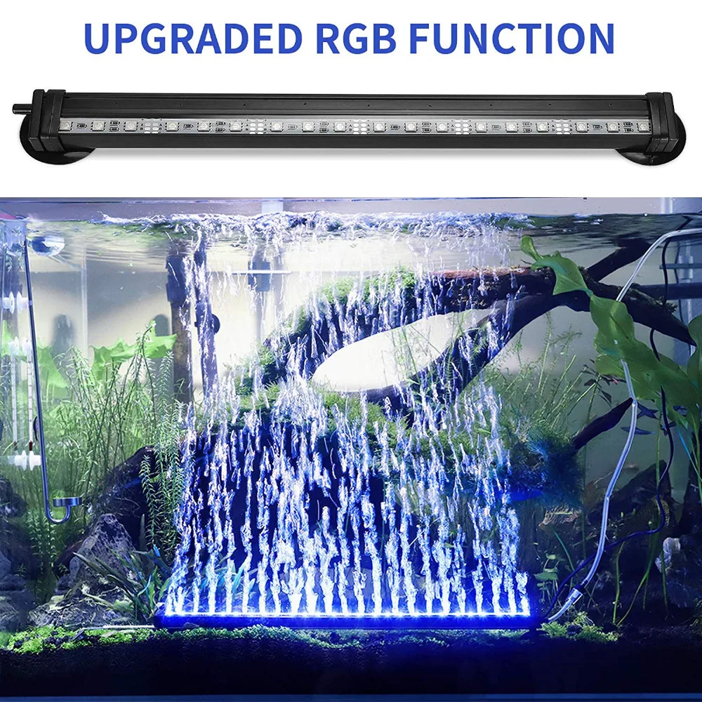 12-46 см, 5050 RGB светодиодный светильник для аквариума, погружной светильник для аквариума, лампа для кислородных пузырей, ЕС, США, штепсельная вилка