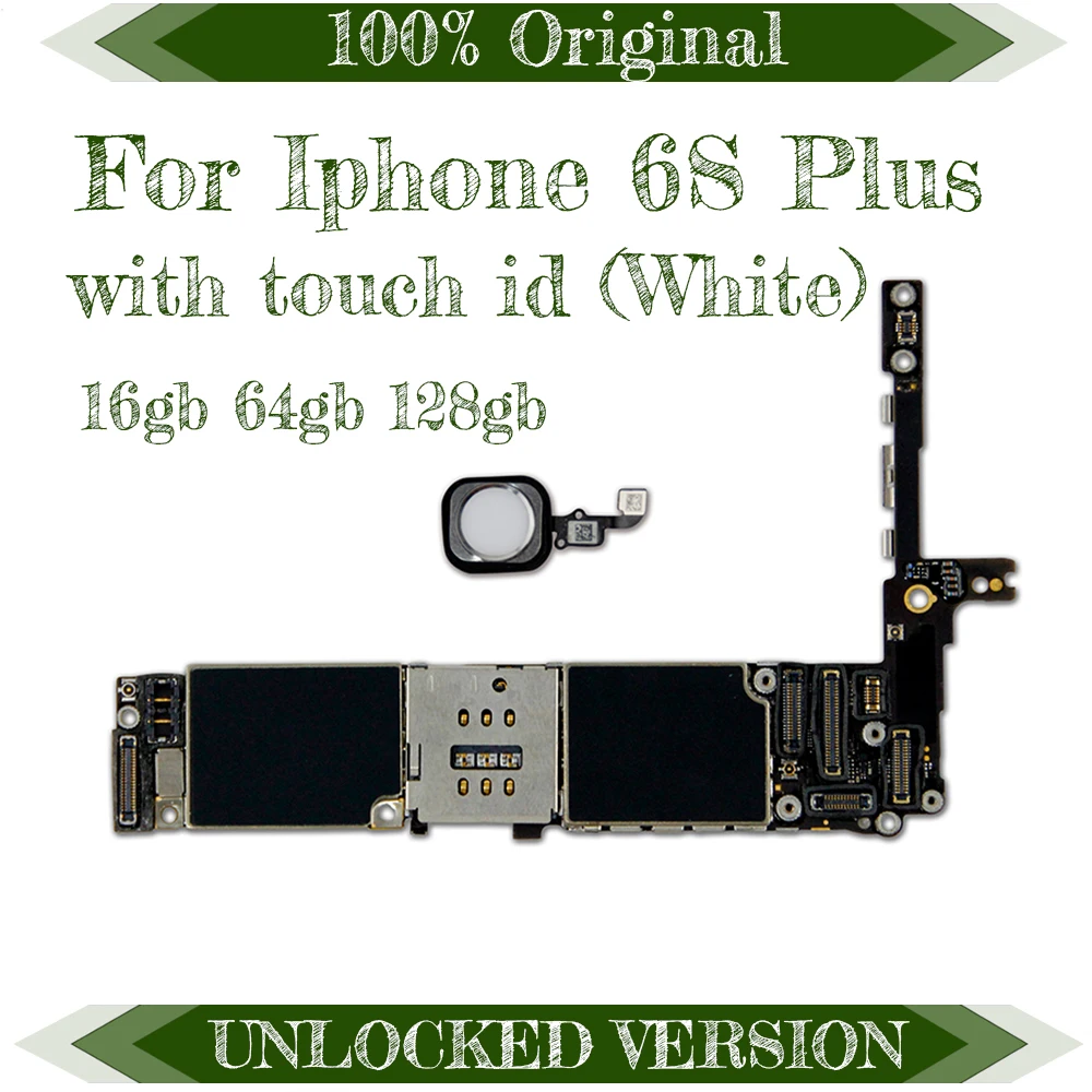 Оригинальная разблокированная материнская плата для iphone 6s plus без/с сенсорным ID для iphone 6s 5,5 дюймов материнская плата с IOS отпечатком пальца