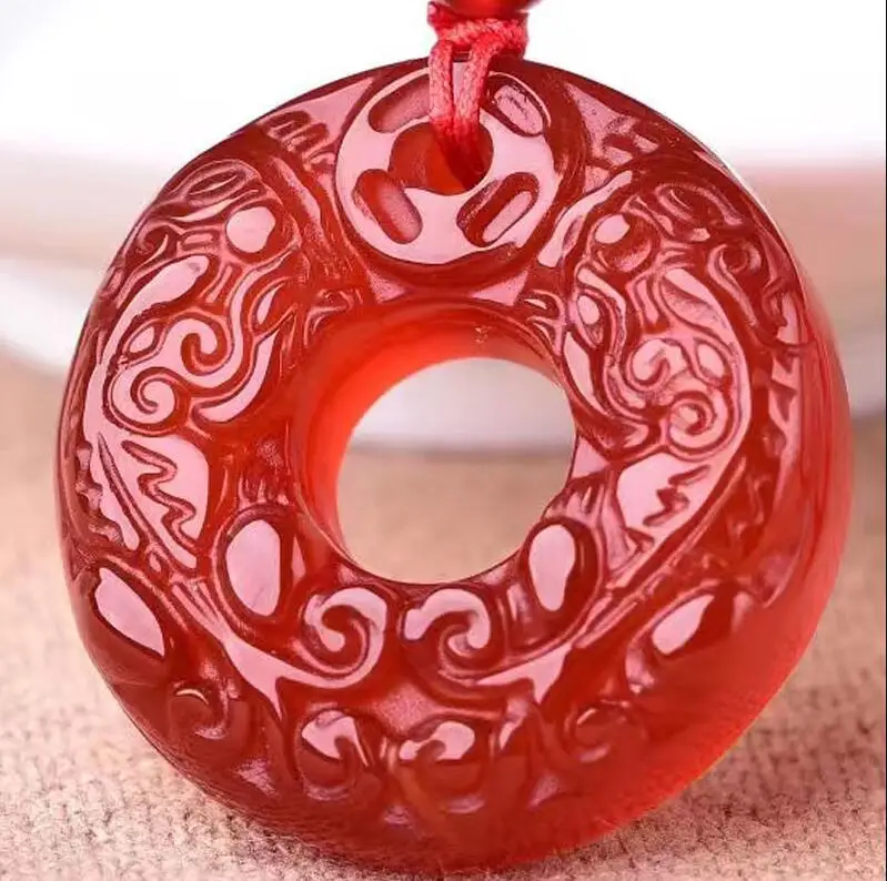 3.5х3.5 см Натуральная прозрачная тонкая выгравированная милая счастливая подвеска из нефрита, агата и халцедона с бесплатным ожерельем модного ювелирного изделия для женщин и мужчин.