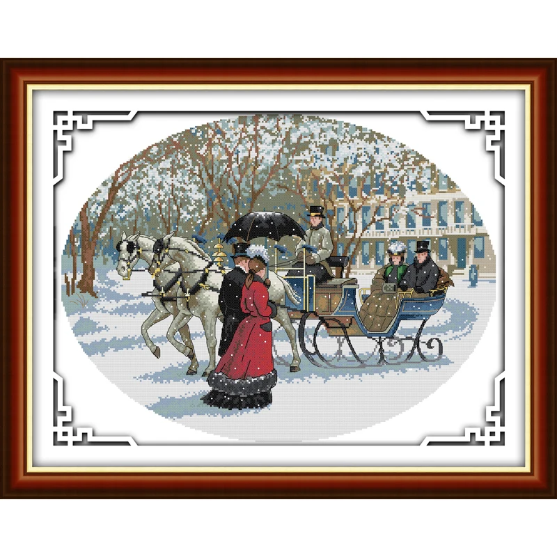Joy Sunday Snowy Day китайские наборы крестиков экологичный хлопок чистый Печатный 14 11CT DIY