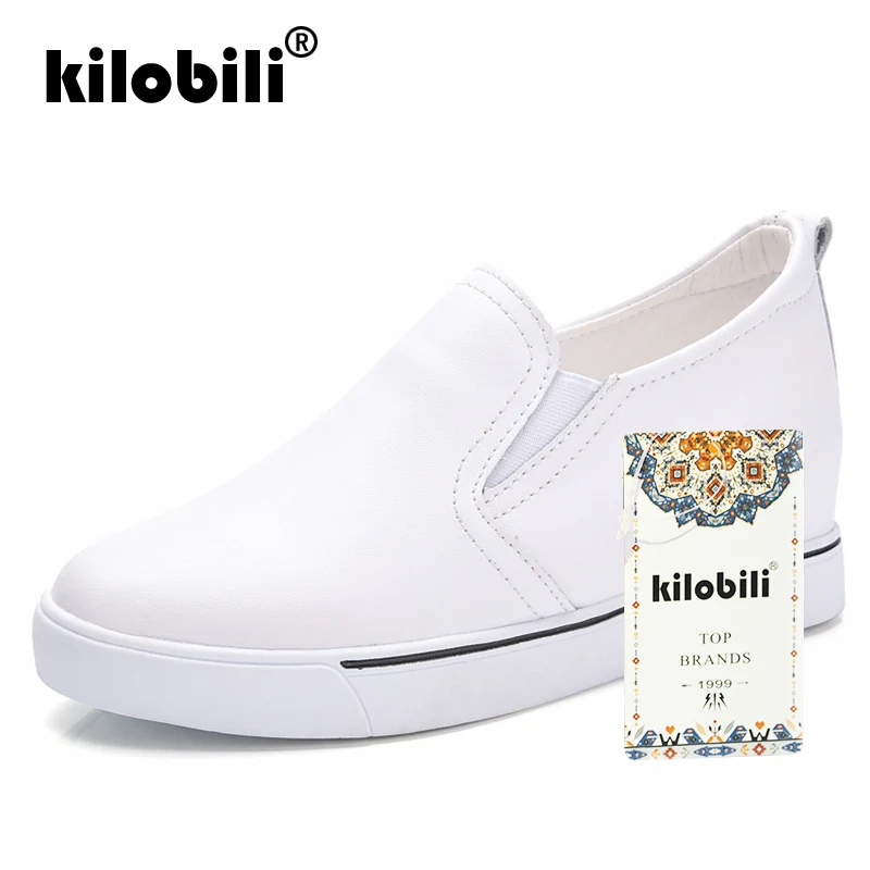 Kilobili/2019 г. весенние женские кроссовки на платформе обувь из натуральной кожи без
