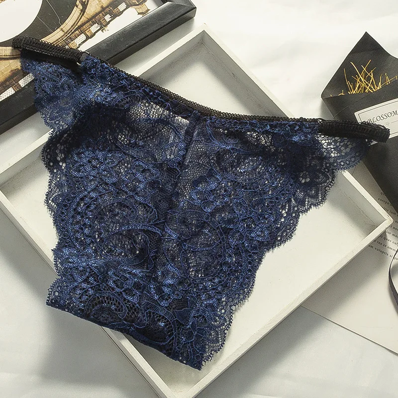 Женские прозрачные кружевные трусики бесшовные стринги с низкой посадкой
