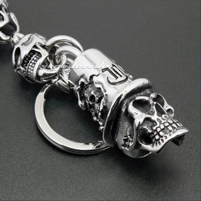Rocker Fashion Skulls Key Buckle Solid 316L Stainless Steel Cool Men's Biker Magician Keychain Keyring 4R023KC | Украшения и