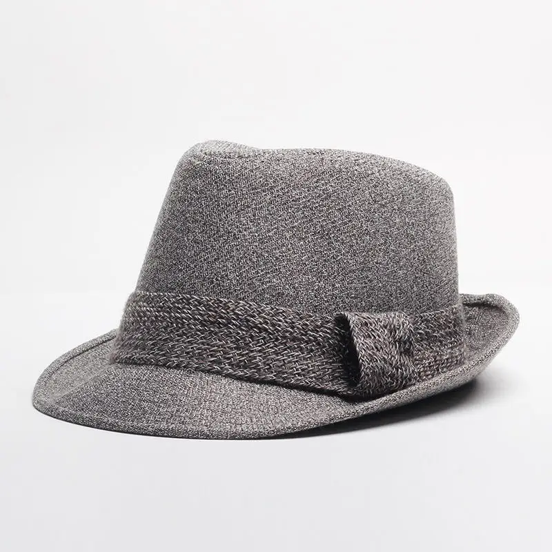 Новые мужские и женские соломенные шляпы «Fedora» шляпа широкополый Ретро джаз шляпа монохромная модная шляпа федоры Шляпы - Цвет: Серый