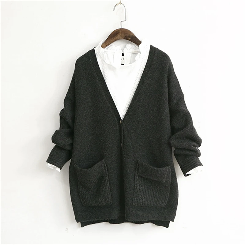 Women Casual Sweater Autumn 2017 New Cotton Knit Soft Comfortably Breathable Solid V-Neck Button Cardigan |