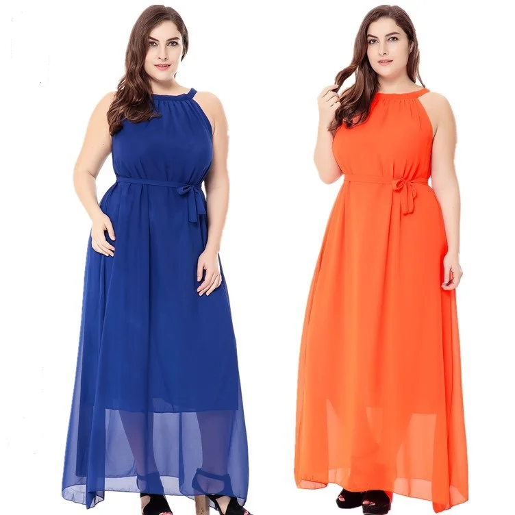 Женское длинное платье без рукавов в богемном стиле больших размеров M 6XL летнее