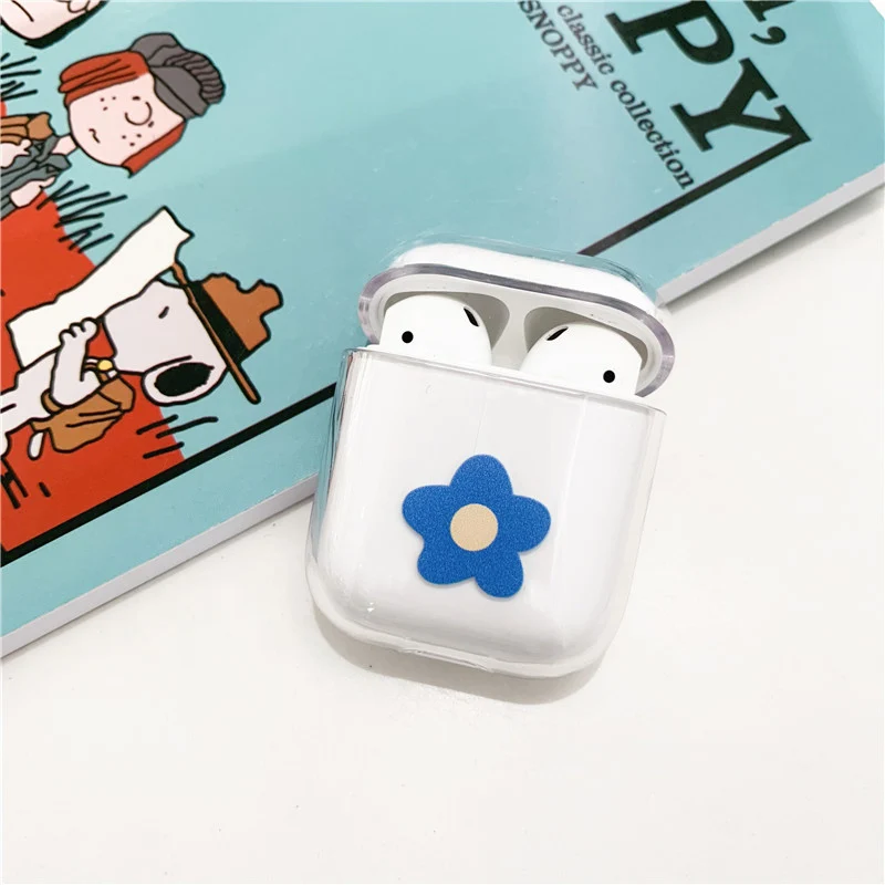 Цветочный чехол для Airpods мультфильм Прозрачный Футляр для AirPods гарнитура беспроводной Bluetooth Чехлы для Airpods Защитная крышка
