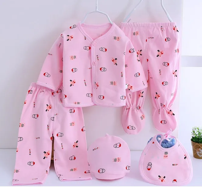 Комплект одежды для новорожденных мальчиков и девочек 0 6 месяцев 100% хлопок (5