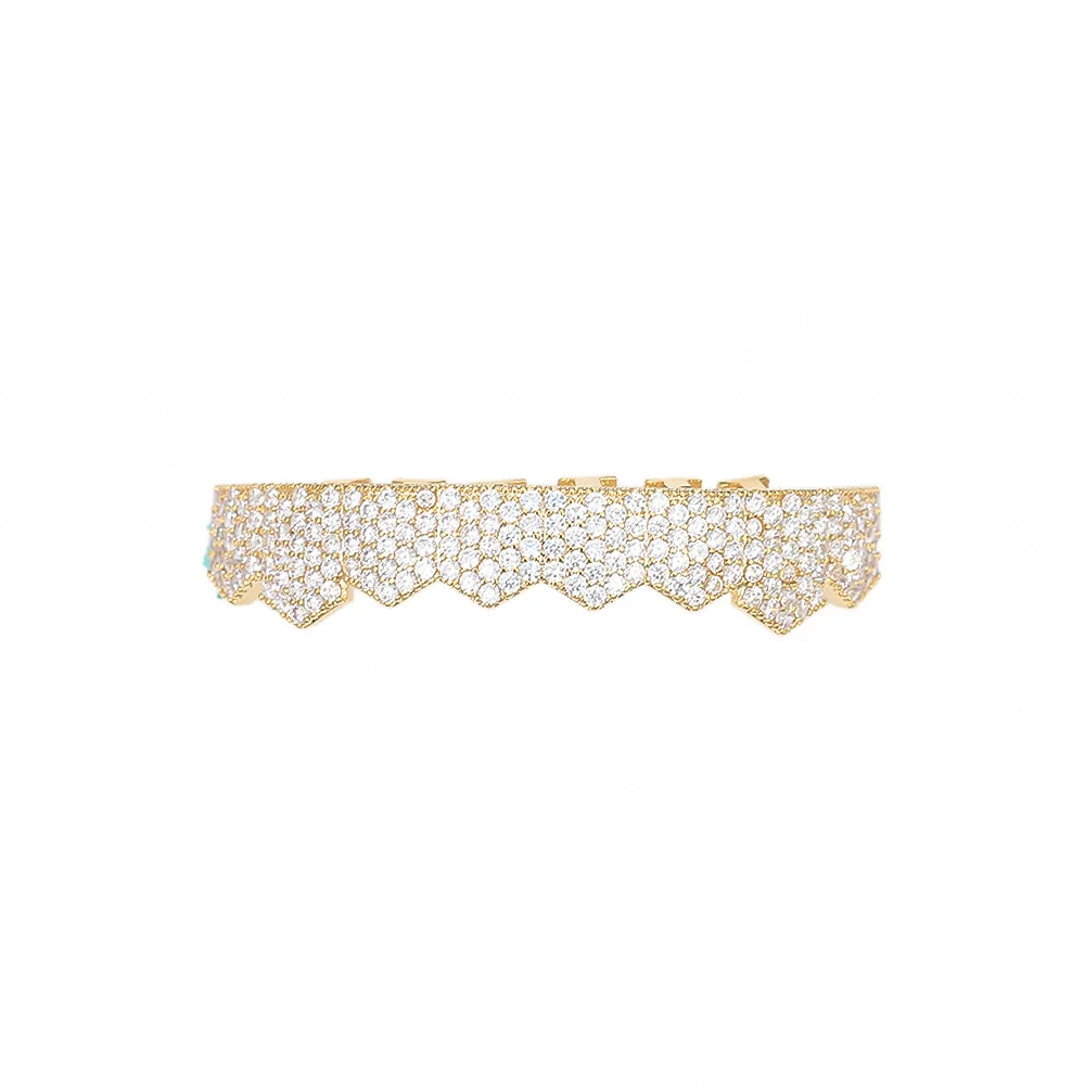 Хип хоп Micro Pave Белый CZ Циркон Bling Iced Out зубы Grillzs верхней нижней набор золото плоские зубные грили для мужчин рэппер ювелирные изделия