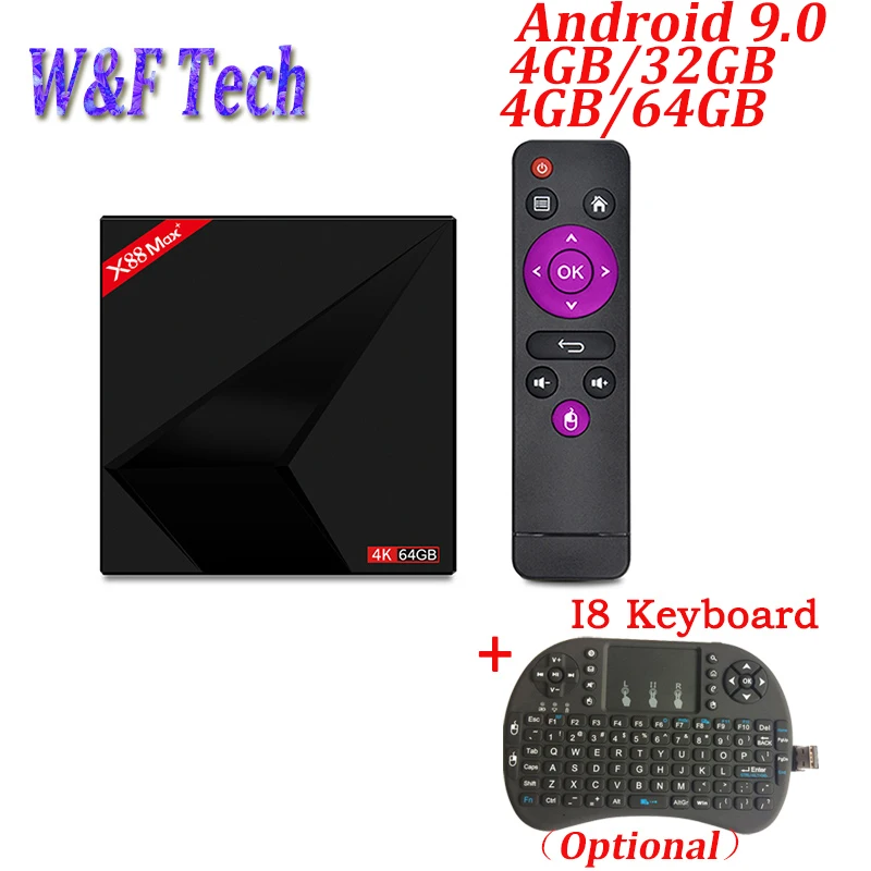ТВ приставка X88 Max plus Android 9 0 4 Гб 64 RK3328 2 4G/5G dual Wifi BT4.0 Type c USB3.0 4K HD медиаплеер Smart TV