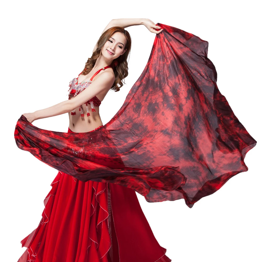 

100% Silk Stage Dancewear Tie Dye Scarves Light Texture Veil Shawls Women Costumes Accessories Belly Dance Veils 250 x 114cm
