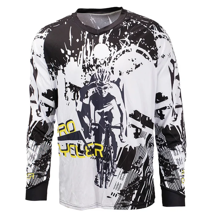 Мужская майка для велоспорта и мотокросса с длинным рукавом, футболка BMX DH MTB, топ для спуска на гору, спортивные гоночные куртки черного цвета - Цвет: 17