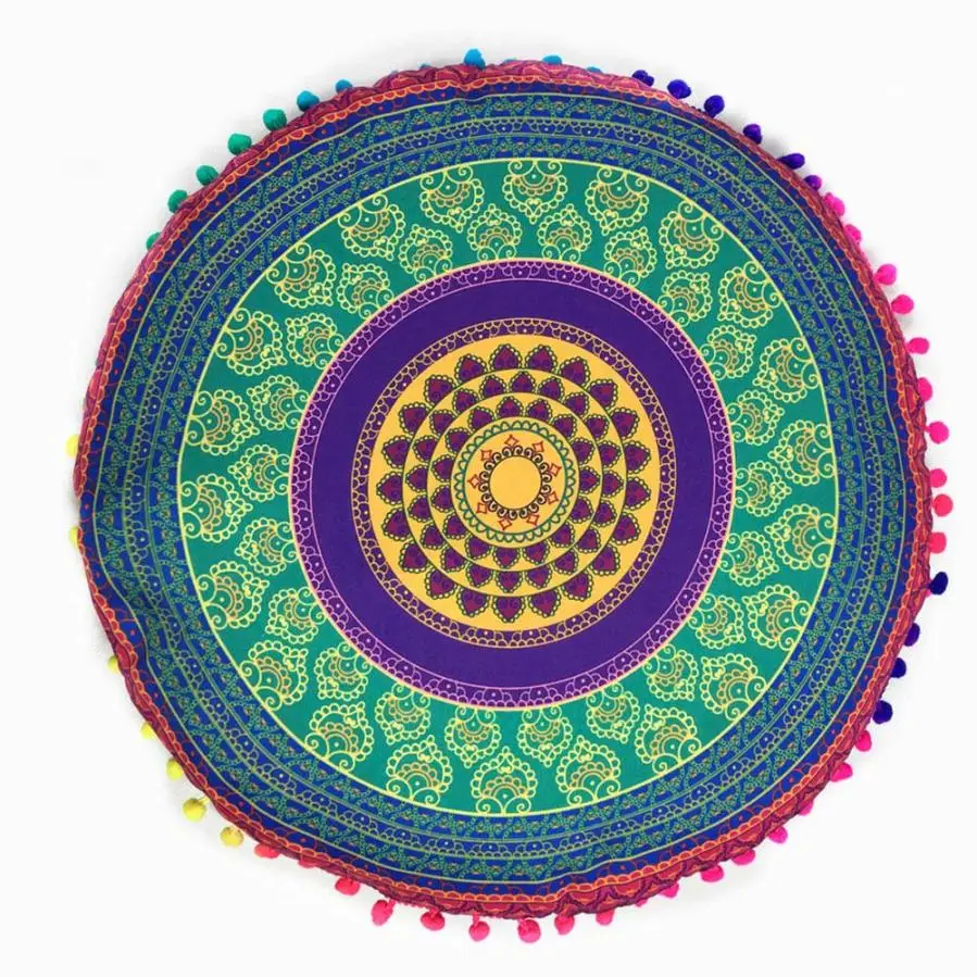 Индийская мандала круглые подушки напольные богемные чехол L528|cushion cover|bohemian