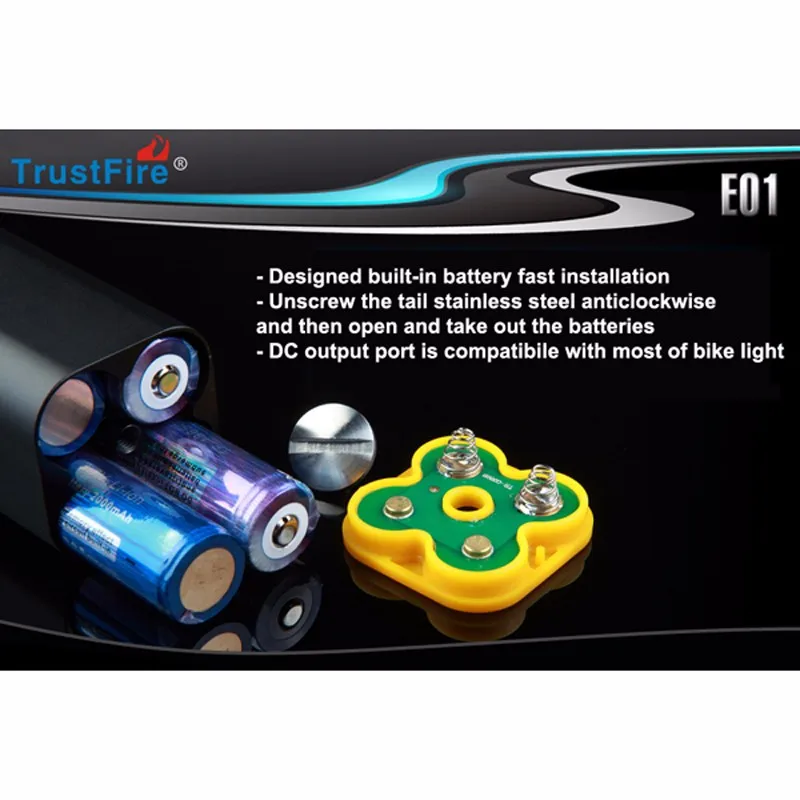 TrustFire E01 перезаряжаемый Водонепроницаемый 4x18650 Батарейный блок/внешний аккумулятор-черный
