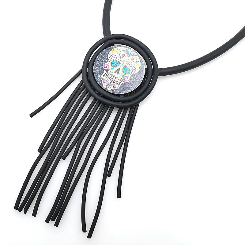 New Tassel Necklaces Skeleton Head Pendant Sweater Necklace Women Summer Jewelry Handmade Cool Rock Rave Choker Party Gift 2019 |