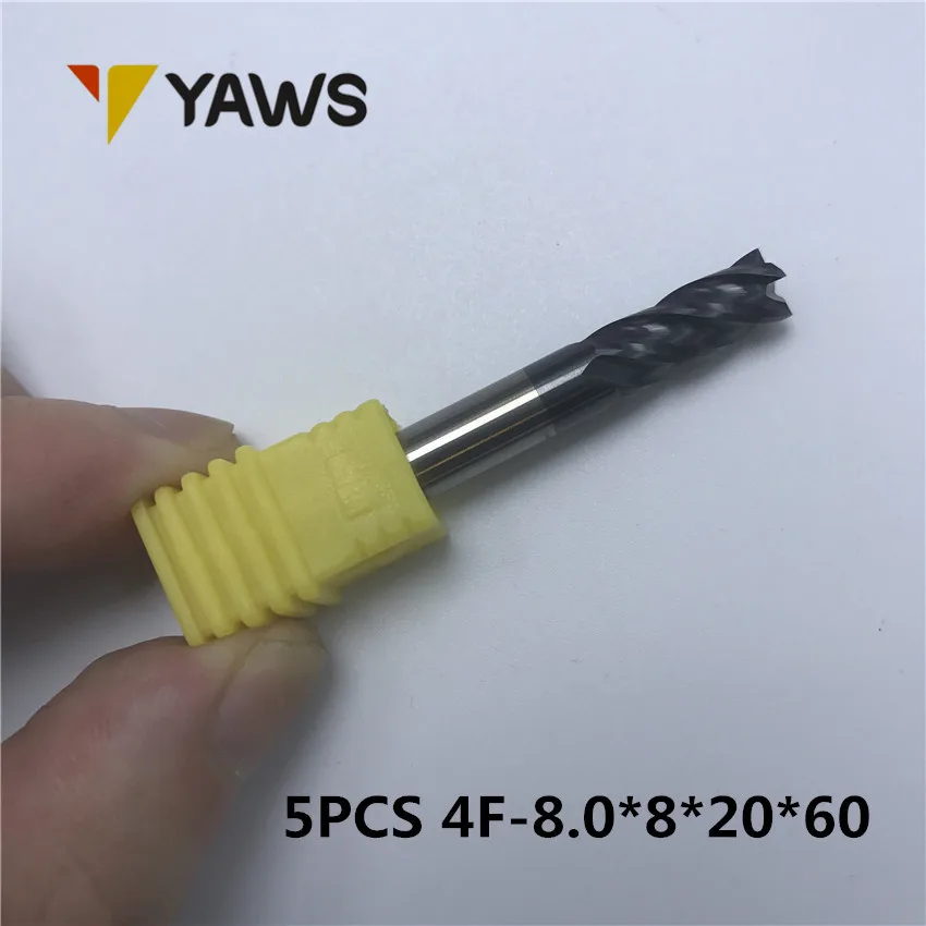 Концевая фреза Yaws 4f-8 0*8*60 HRC45 4 канавки микро твердосплавная торцевая резцы для
