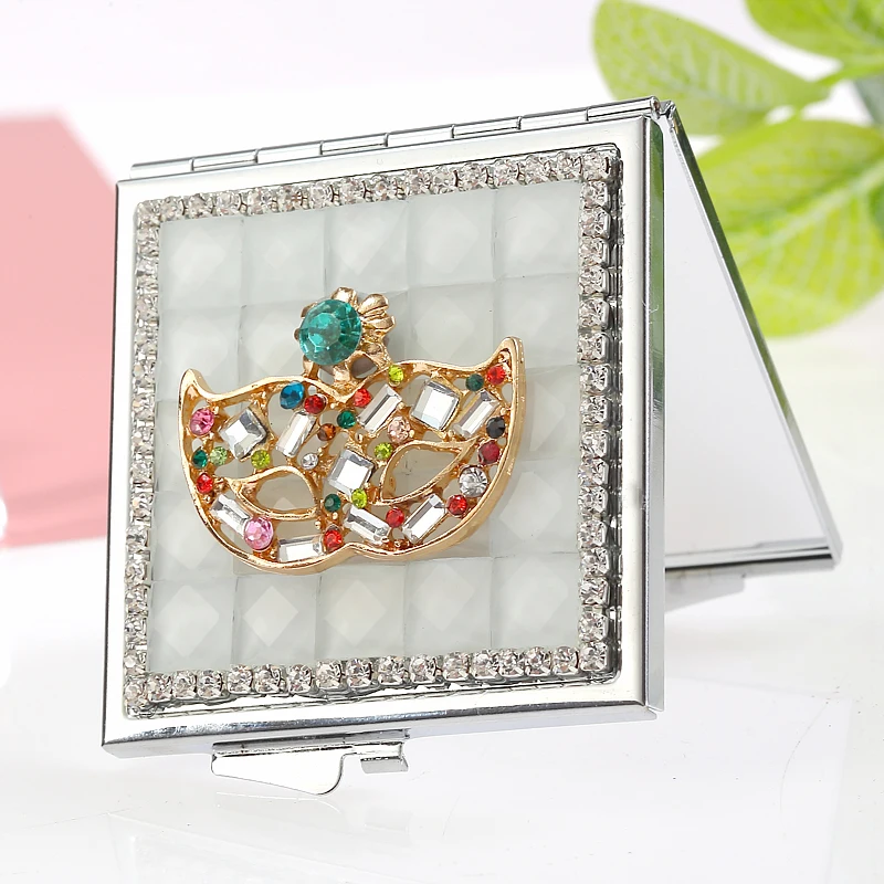 mini beauty makeup compact pocket mirror wedding party bridesmaid girl friend gift souvenir bling colorful crystal sexy mask | Дом и сад