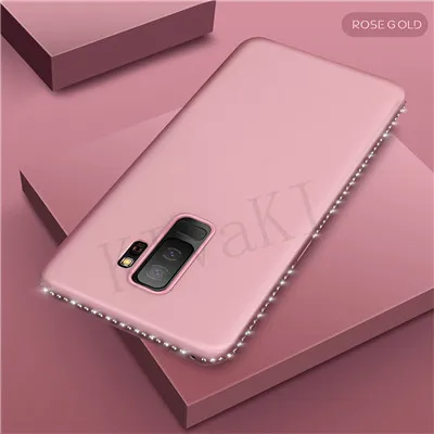 Розовый Алмазный Мягкий силиконовый чехол Обложка для samsung Galaxy S8 S9 плюс S7 край A3 A5 A7 J3 J5 J7 A6 A8 плюс J4 J6 чехол s - Цвет: Розовый
