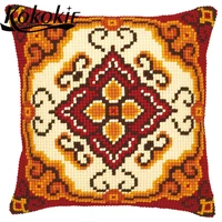 handicraft embroider needlework kits decorative pillowcase diy rug throw pillow case cross stitch set sales Mandala cushion mat