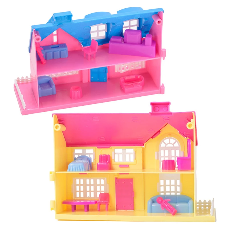 

Doll House DIY Miniature Dollhouse Model Plastic Toy Furnitures Casa De Boneca Dolls Houses Toys Birthday Gift Portable Girl Toy