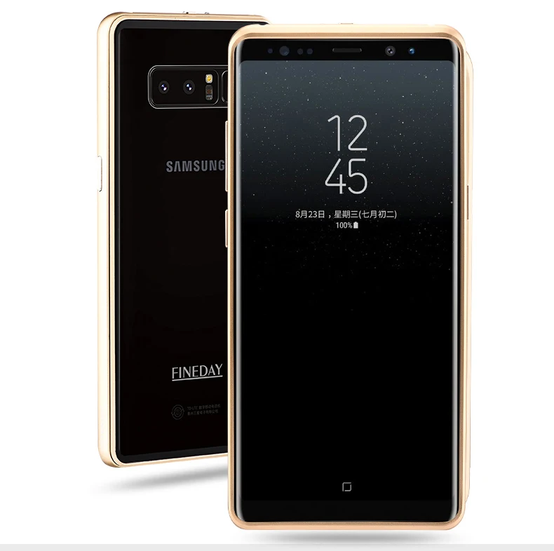 Для samsung Galaxy Note 8 чехол Роскошный 9H твердость прозрачное закаленное стекло крышка+ Алюминиевый металлический бампер набор чехол для телефона s Note8