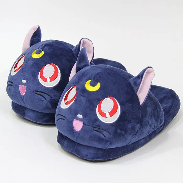 Игрушки из аниме Сейлор Мун плюшевые тапочки Luna мягкие кукольные туфли|Персонажи