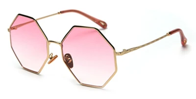 gold with pink Kachawoo Восьмиугольные солнцезащитные очки для женщин, винтажные многоугольные стильные негабаритные солнцезащитные очки для мужчин, черные коричневые линзы, горячая Распродажа, лето - Цвет линз: gold with pink