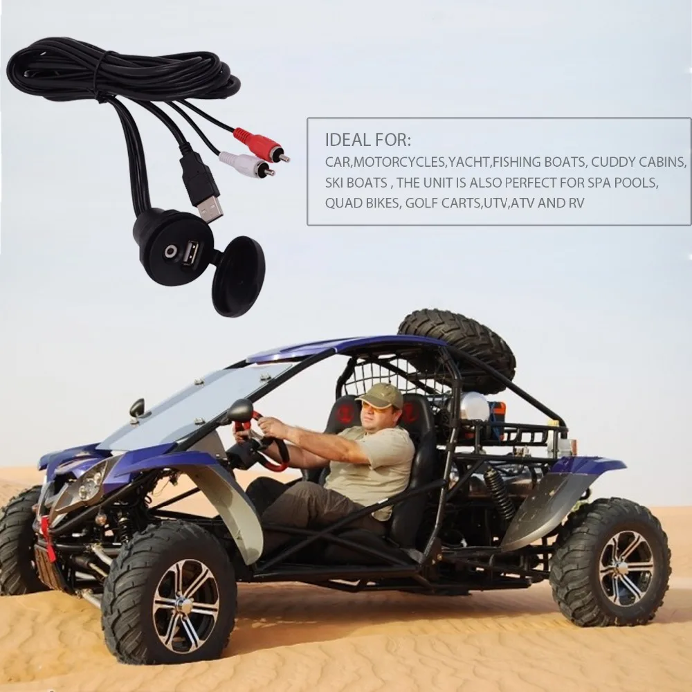 HASDA Waterproof Marine Extension Audio Cable Stereo Boat Car Universal 3.5mm RCA AUX USB Interface Port UTV ATV | Автомобили и