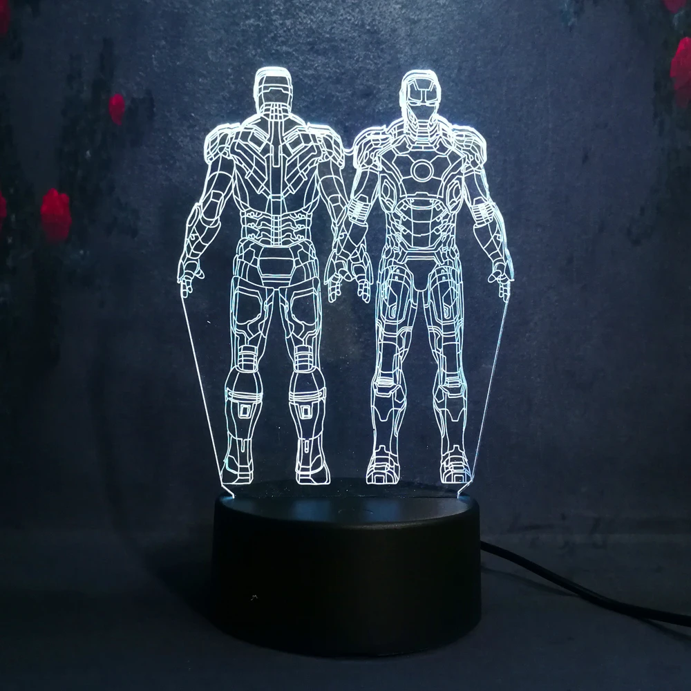 3D Marvel Movie Super Hero Железный человек ночник 7 цветов мечта изменение мальчик игрушка