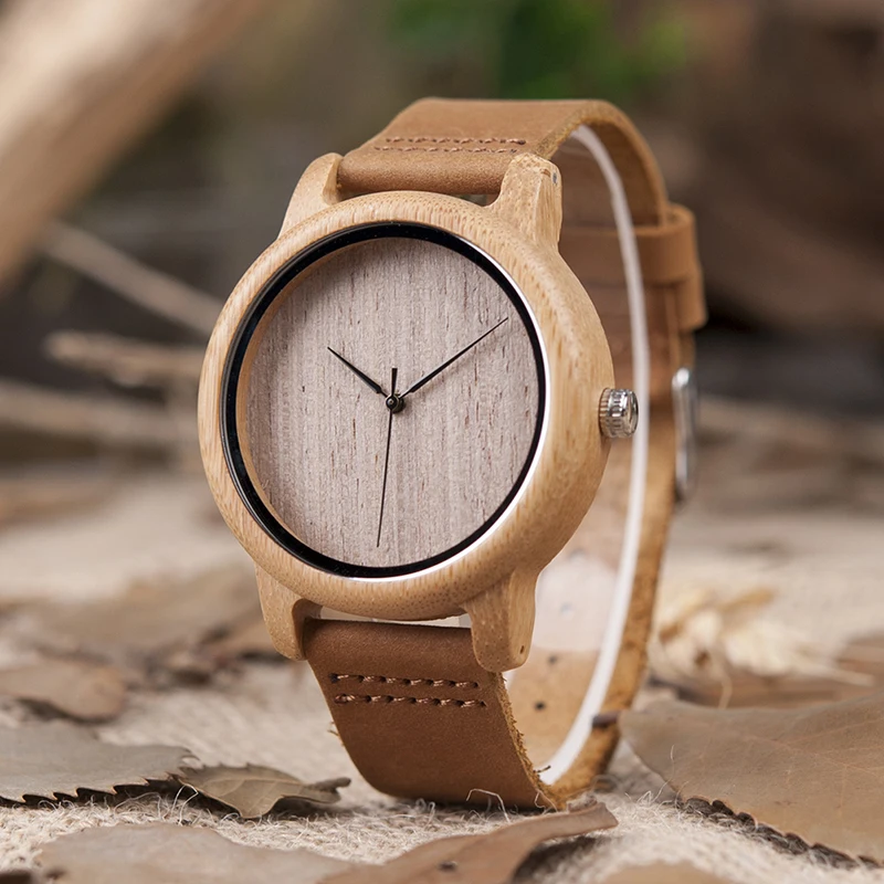 BOBO BIRD L-A19 Женские бамбуковые деревянные часы для мужской из натуральной кожи ремешок кварцевые часы для женщин в подарочной коробке принимаем OEM дропшиппинг