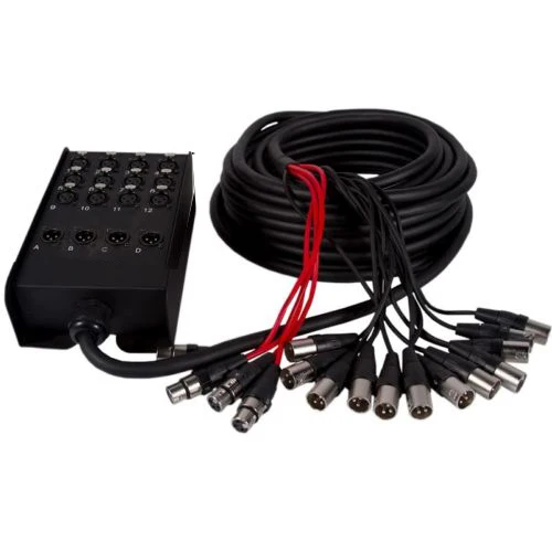 Высококачественный 16 канальный аудио (12x4 каналов) 160 '(50 м) XLR Mic Stage Snake Cable с