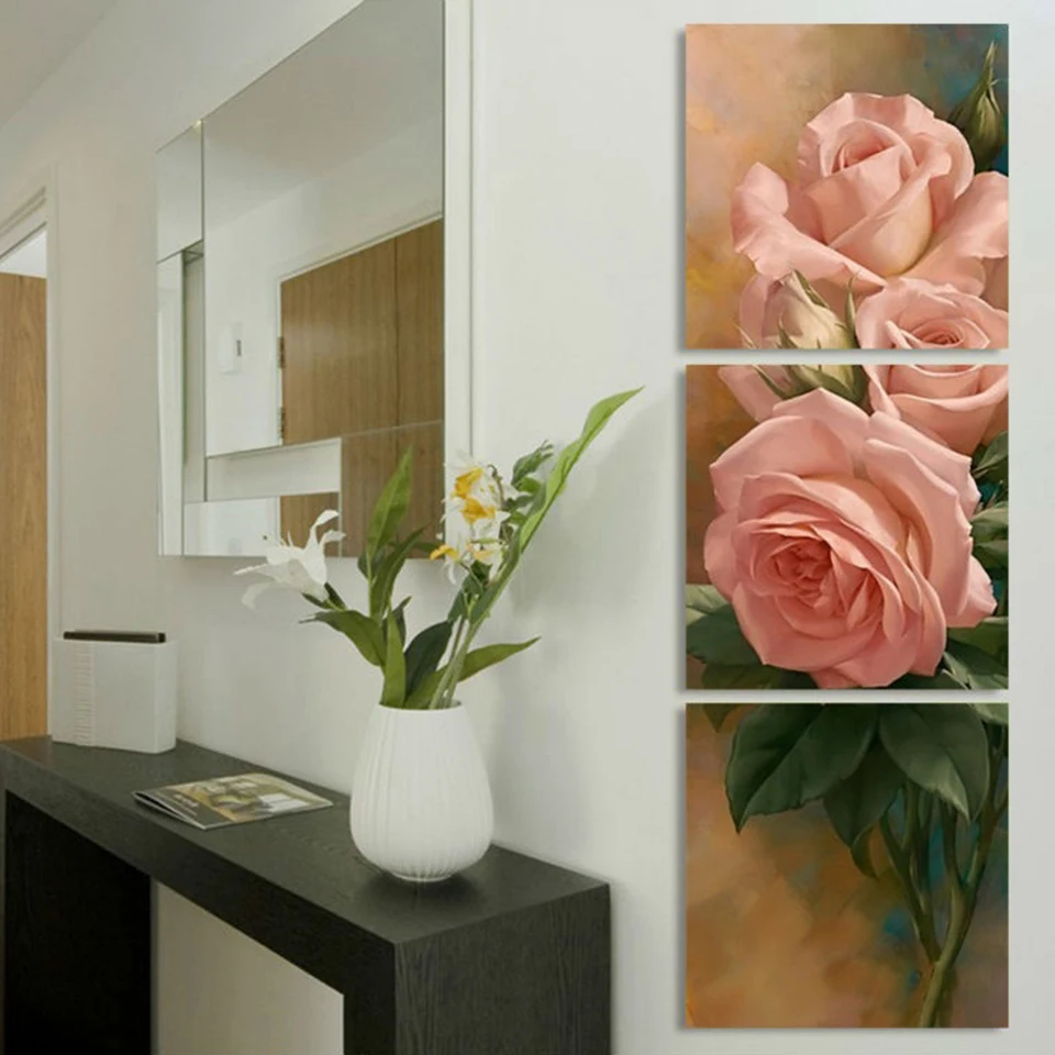 Триптих вертикальная, алмазная картина алмазная вышивка "роза/цветок" DIY алмазная живопись полная квадратная круглая алмазная мозаика 5d декор