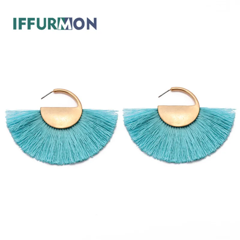 IFFURMON падение кисточкой серьги черный Винтаж длинные ручной работы бахрома