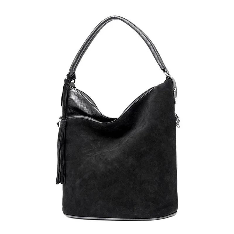 Double Layer Design Women Suede Leather Patchwork Bag Female Tassel Shoulder Casual Crossbody Bags For Luxury Bolsos | Багаж и сумки