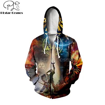 zip hoodies Осень Зима повседневные 3d толстовки/свитшоты с длинным рукавом Легенда о Зельде: дыхание диких ссылку Косплей унисекс-4 - Цвет: zip hoodies