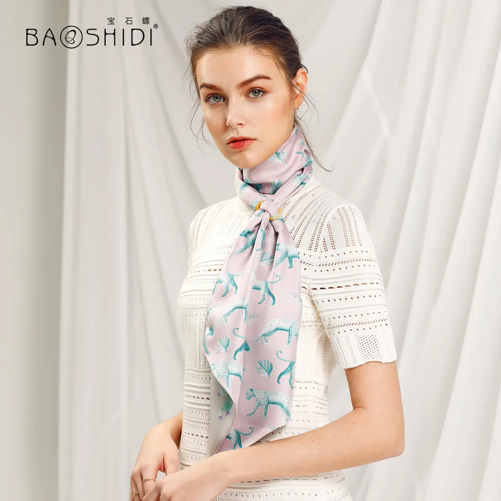 Весенняя коллекция 2018 модный двойной узкий шейный платок BAOSHIDI 100% Шелковая