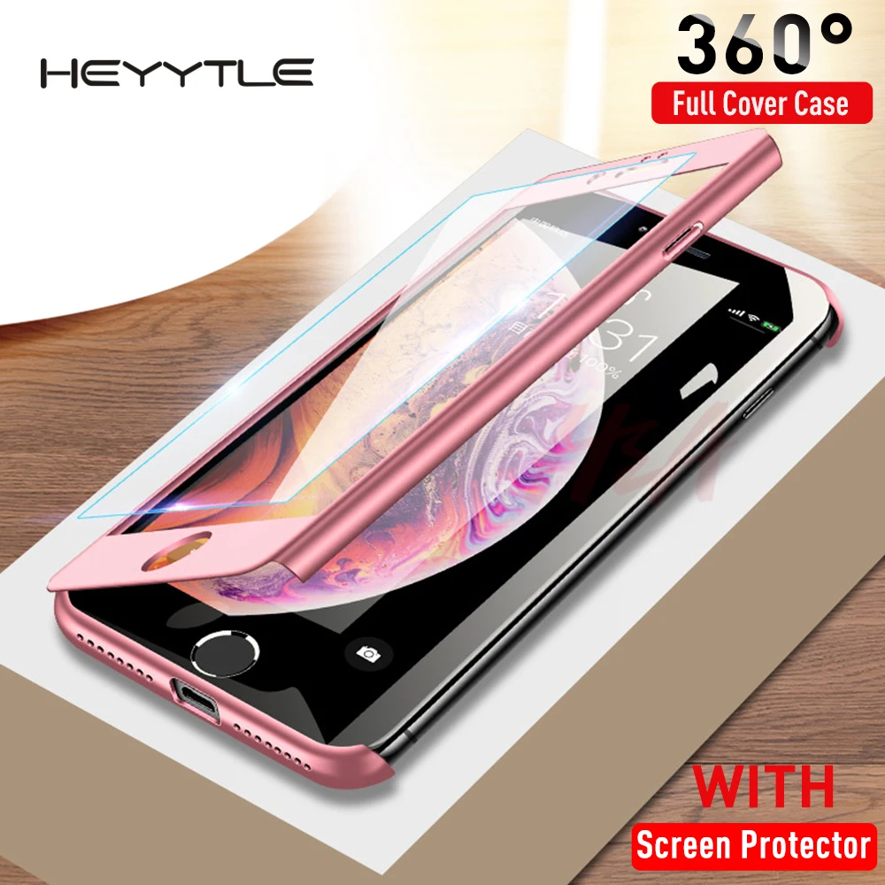 Heyytle 360 градусов полный Чехол для iPhone 7 8 6 6s Plus X XR XS чехол MAX Защитная пленка из