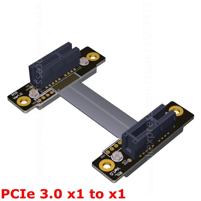 Коленчатый правый кабель PCIe 3 0x1 до x1 гнездо-гнездо экранирование EMI 8G/bps PCI-E 1x