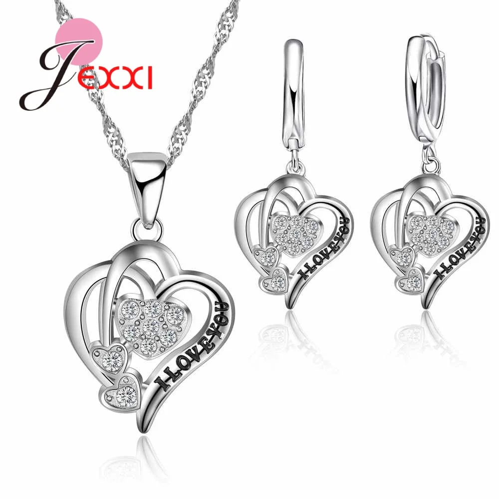 

Elegant Women Jewelry Sets Pretty Beautiful 925 Sterling Silver Bijoux Heart Steam Lovely Girls Necklace Earring Pendant