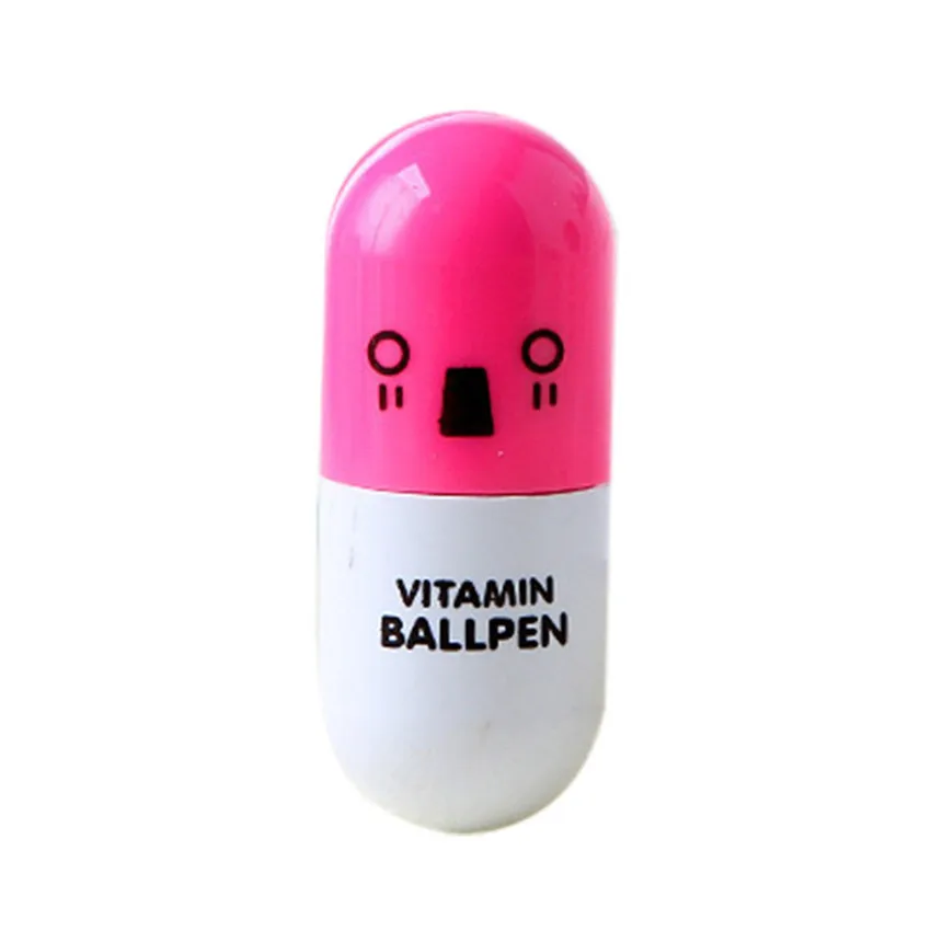 Hot Pink Kawaii мультфильм новинка креативный выдвижной в форме таблетки улыбающееся лицо Шариковая ручка Канцтовары студенческие подарки#1226 - Цвет: Hot Pink