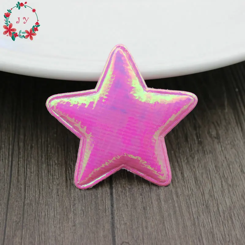 pink 100 шт./лот, цветная фетровая аппликация со звездами, с мягкими металлическими вставками, ткань пентаграмма, атласная нашивка для детской одежды, головной убор - Цвет: pink