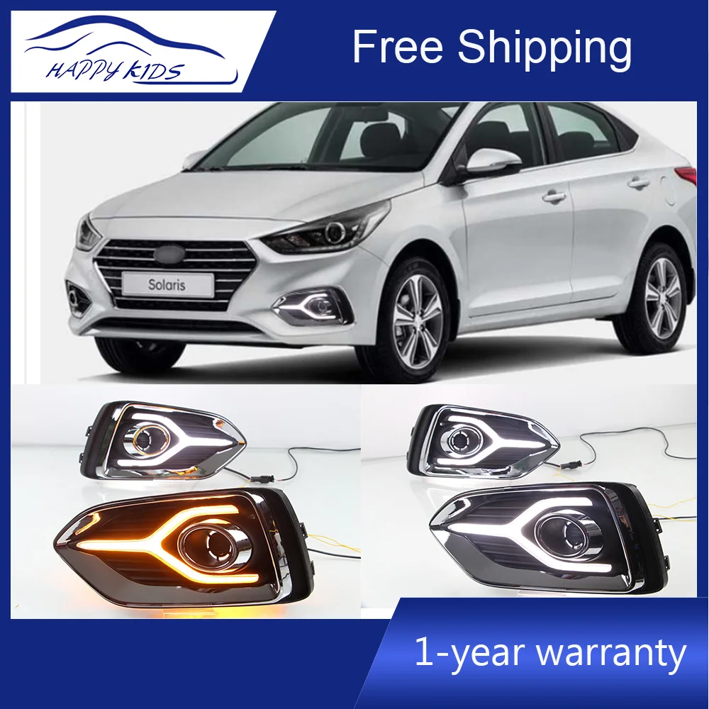 Для Hyundai Solaris Accent Verna 2017 2018 12V светодиодный дневные ходовые огни дневного