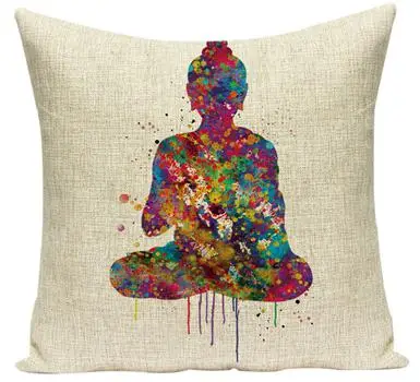 6 Southeast Asia Buddha Cushion Zen Meditation Buddha Statue Watercolor Musical Instruments Skull Pattern Creative Sofa Pillows - Цвет: 6