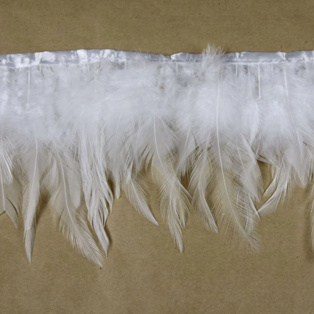 50 см/лот белый цвет Куриные перья отделка Лента с бахромой plume сантехники перьями